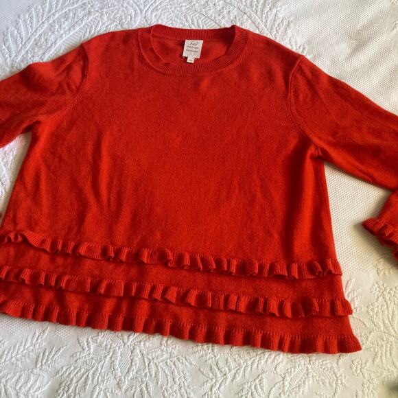 Cinq à Sept Adiella 100% Cashmere pullover Sweater Red Size L - Picture 4 of 10